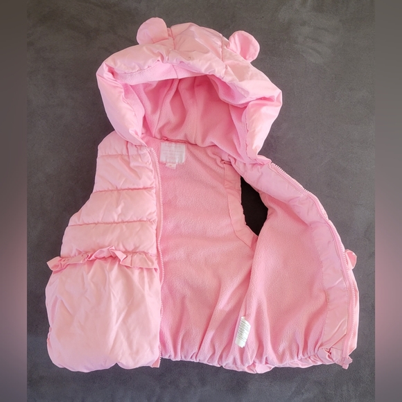 Girls 3T Gymboree Pink Puff Jacket Hooded Vest - Picture 2 of 8
